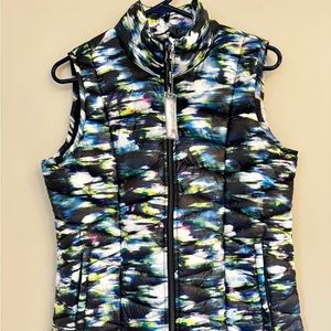 Tangerine Vest Jacket Puffer Down Zip Black Tie Dye Watercolor Size S NWT